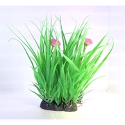 Artificial Plant Green Grass With Pink Flowers